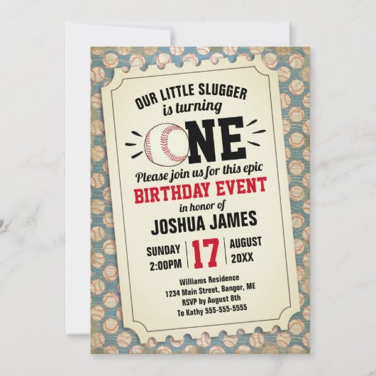 1e verjaardag van de  Ticket van de Sport Baseball Kaart (Voorkant)