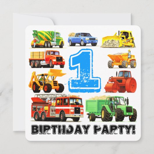 1e verjaardag van de vrachtwagenpartij kaart (Voorkant)