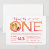 1e verjaardag van de Waterverf van de Ombre Één Fo Kaart (Voorkant / Achterkant)