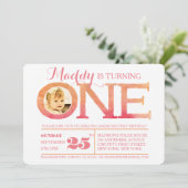 1e verjaardag van de Waterverf van de Ombre Één Fo Kaart (Staand voorkant)