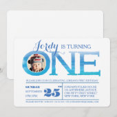 1e verjaardag van de Waterverf van de Ombre Één Fo Kaart (Voorkant / Achterkant)