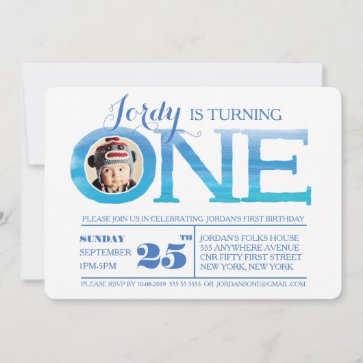 1e verjaardag van de Waterverf van de Ombre Één Fo Kaart (Voorkant)