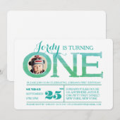 1e verjaardag van de Waterverf van de Ombre Één Fo Kaart (Voorkant / Achterkant)