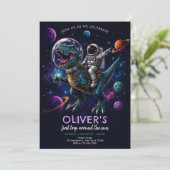 1e verjaardag van Dinosaur Astronaut Kaart (Staand voorkant)