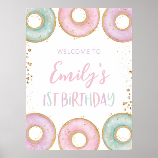 1e verjaardag van Donut Poster van het Welkome Tek (Voorkant)