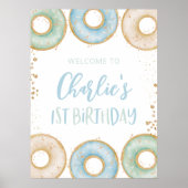 1e verjaardag van donut Posters borden van het Wel (Voorkant)