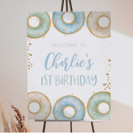 1e verjaardag van donut Posters borden van het Wel