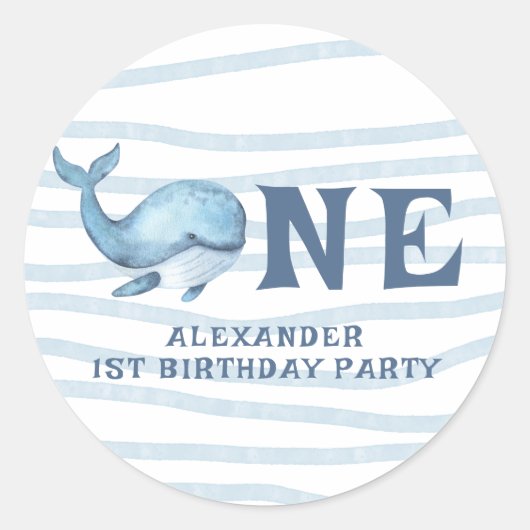 1e verjaardag van een walvis onder het Zee Ronde Sticker (Voorkant)