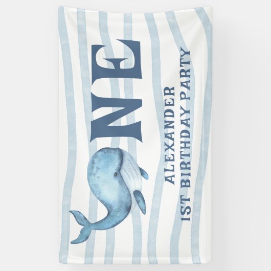 1e verjaardag van een walvis onder het Zee Spandoek (Verticaal)