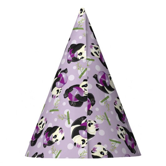 1e verjaardag van het Beer Cute Panda Soft Paars P Feesthoedjes (Achterkant)