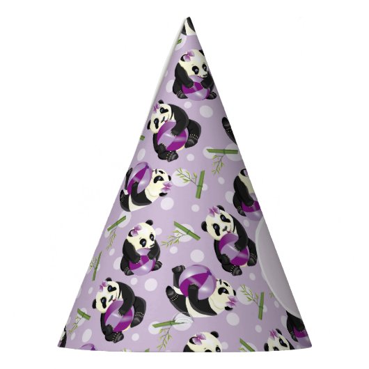 1e verjaardag van het Beer Cute Panda Soft Paars P Feesthoedjes (Links)