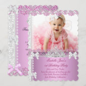 1e verjaardag van het meisje van 10 oktober prinse kaart (Voorkant / Achterkant)