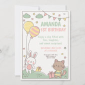 1e verjaardag van konijn en Kat Kaart (Voorkant)