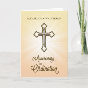 1e verjaardag van priesterwijding, gouden kruis op kaart