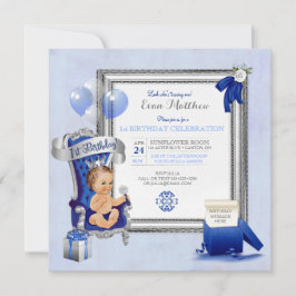 1e verjaardag van prins-jongen koninklijk blauw fo kaart