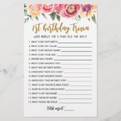 1e verjaardag van Trivia editable game (Voorkant)