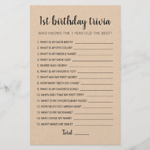 1e verjaardag van Trivia editable game