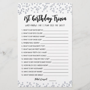 1e verjaardag van Trivia editable game