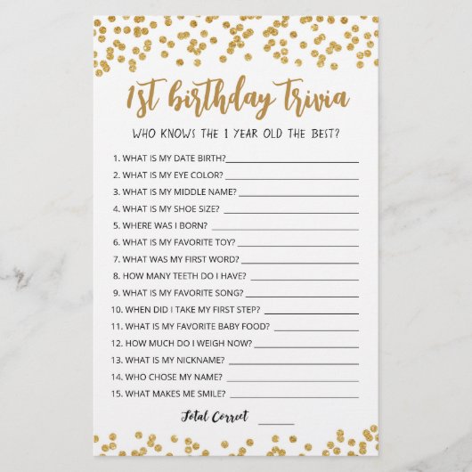 1e verjaardag van Trivia editable game (Voorkant)