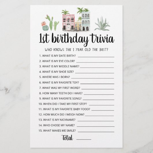 1e verjaardag van Trivia editable game (Voorkant)