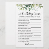 1e verjaardag van Trivia editable game (Voorkant / Achterkant)