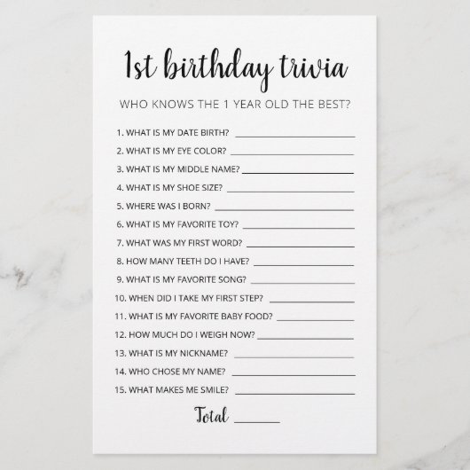 1e verjaardag van Trivia editable game (Voorkant)