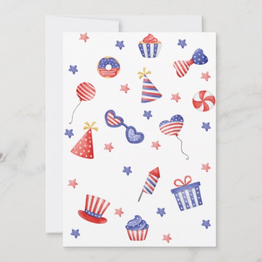 1e verjaardag van uitnodiging van 4 juli (Achterkant)