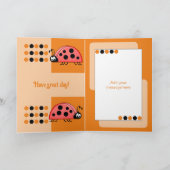 1e verjaardag vandaag 1 ladybugs rood sinaasappel kaart (Binnen)