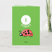 1e verjaardag vandaag de dag de ladybugs rood groe kaart (Achterkant)