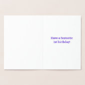 1e verjaardag - Vet "1 JAAR OUD!" Goudfolie Kaart (Binnen)