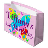 1E VERJAARDAG VLINDER GEPERSONALISEERDE GESCHENKZA LARGE CADEAUTASJE (Achterkant Gekanteld)