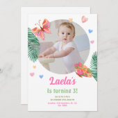 1e Verjaardag Vlinder Uitnodiging met Foto (Voorkant / Achterkant)