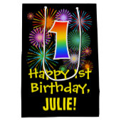 1e verjaardag: Vuurwapenpatroon met vuursteentje + Medium Cadeauzakje (Achterkant)