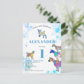 1e verjaardag Waterverf geiten Uitnodiging Briefkaart (Staand voorkant)