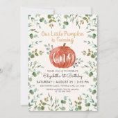 1e verjaardag Waterverf Pumpkin & Eucalyptus Kaart (Voorkant)