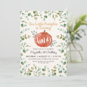 1e verjaardag Waterverf Pumpkin & Eucalyptus Kaart (Staand voorkant)