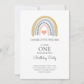 1e verjaardag Waterverf regenbooguitnodiging Kaart (Voorkant)