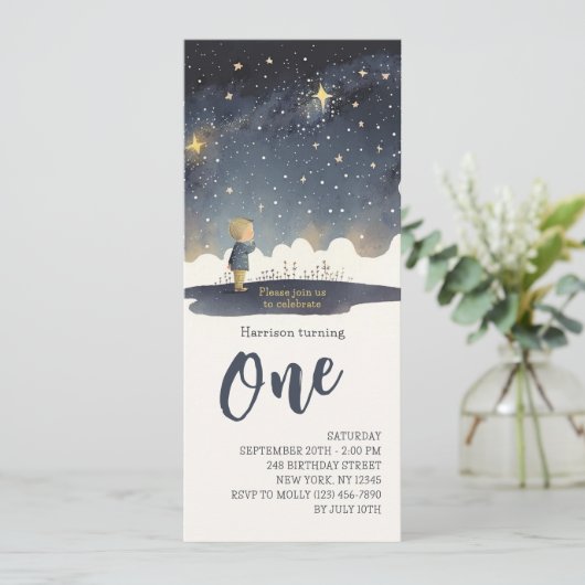 1e verjaardag Waterverf van de hemel Kaart (Staand voorkant)