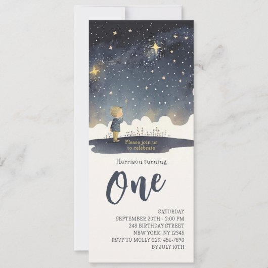 1e verjaardag Waterverf van de hemel Kaart (Voorkant)