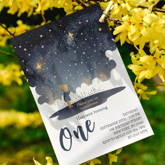 1e verjaardag Waterverf van de hemel Kaart