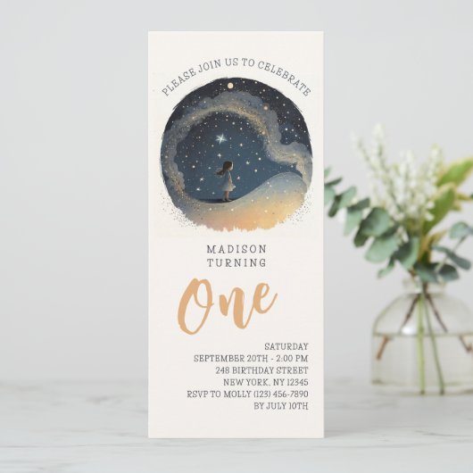 1e verjaardag Waterverf van de hemel Kaart (Staand voorkant)