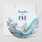 1e Verjaardag Waterverf Zeemeermin onder het Zee Kaart (Voorkant)