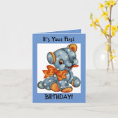 1e verjaardag Wenskaart van de Puppy Kaart (Gele Bloem)