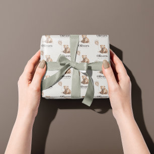 1e Verjaardag Wild Een beer modern elegant Cadeaupapier