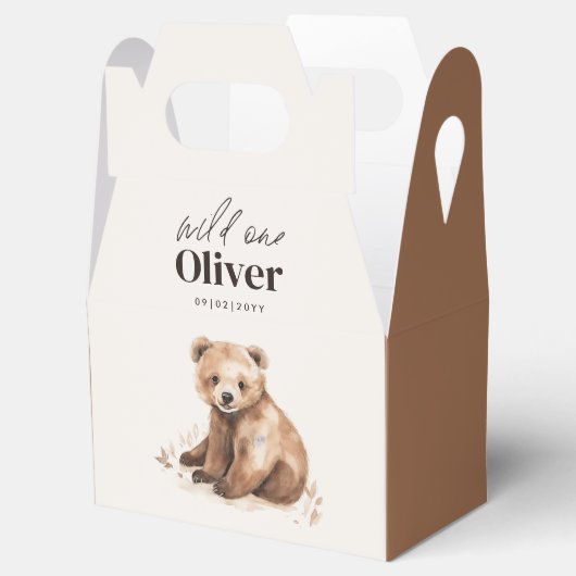 1e Verjaardag Wild Een beer modern elegant feest Bedankdoosjes (Geopend)