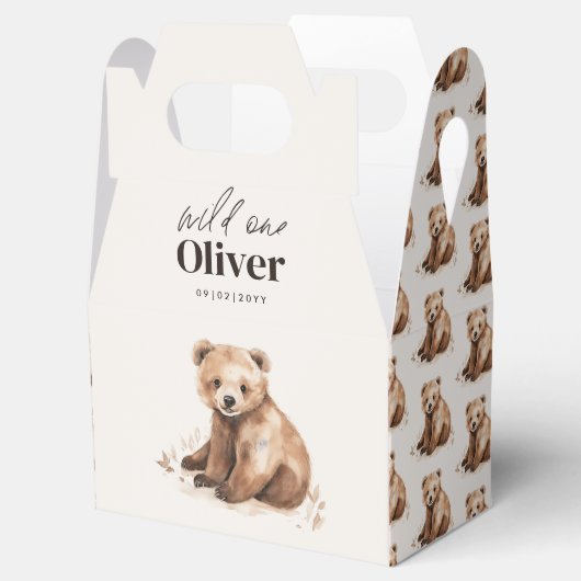 1e Verjaardag Wild Een beer modern elegant feest Bedankdoosjes (Geopend)