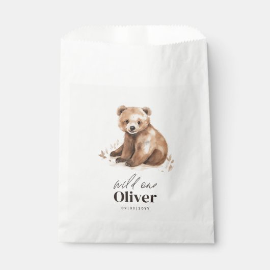 1e Verjaardag Wild Een beer modern elegant feest Bedankzakje (Voorkant)
