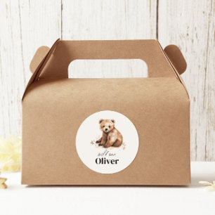 1e Verjaardag Wild Een beer modern elegant feest Ronde Sticker