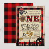 1e verjaardag Wild One Flannel Lumberjack Theme Kaart (Voorkant / Achterkant)