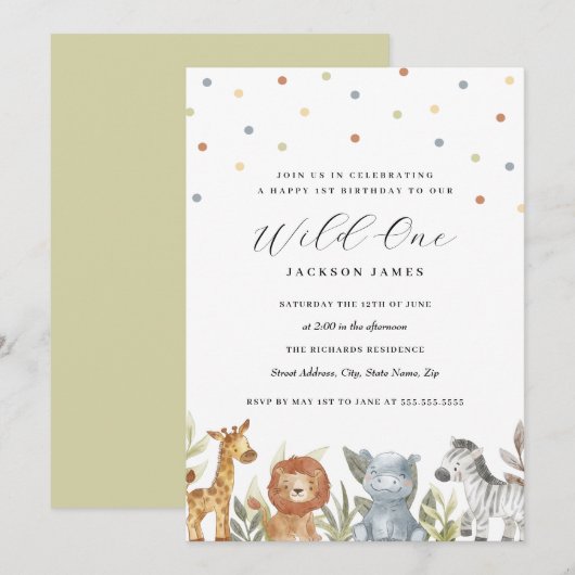 1e verjaardag Wild One Kaart (Voorkant / Achterkant)